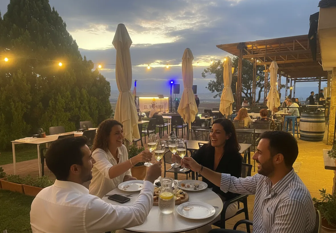 Cóctel en el bar al aire libre del Asador El Mirador